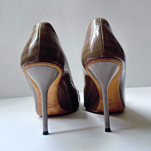 GUCCI Gray Patent Leather HighHeels Size 7 Authentic Luxury Designer Shoes Heels - Picture 8 of 11